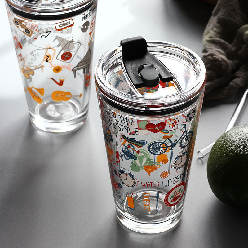 Glass Straw Cup With Scale