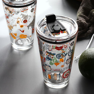 Glass Straw Cup With Scale