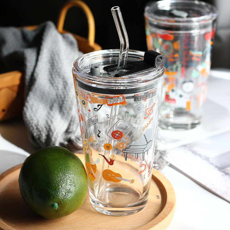 Glass Straw Cup With Scale