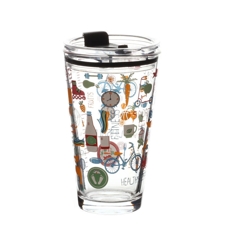 Glass Straw Cup With Scale